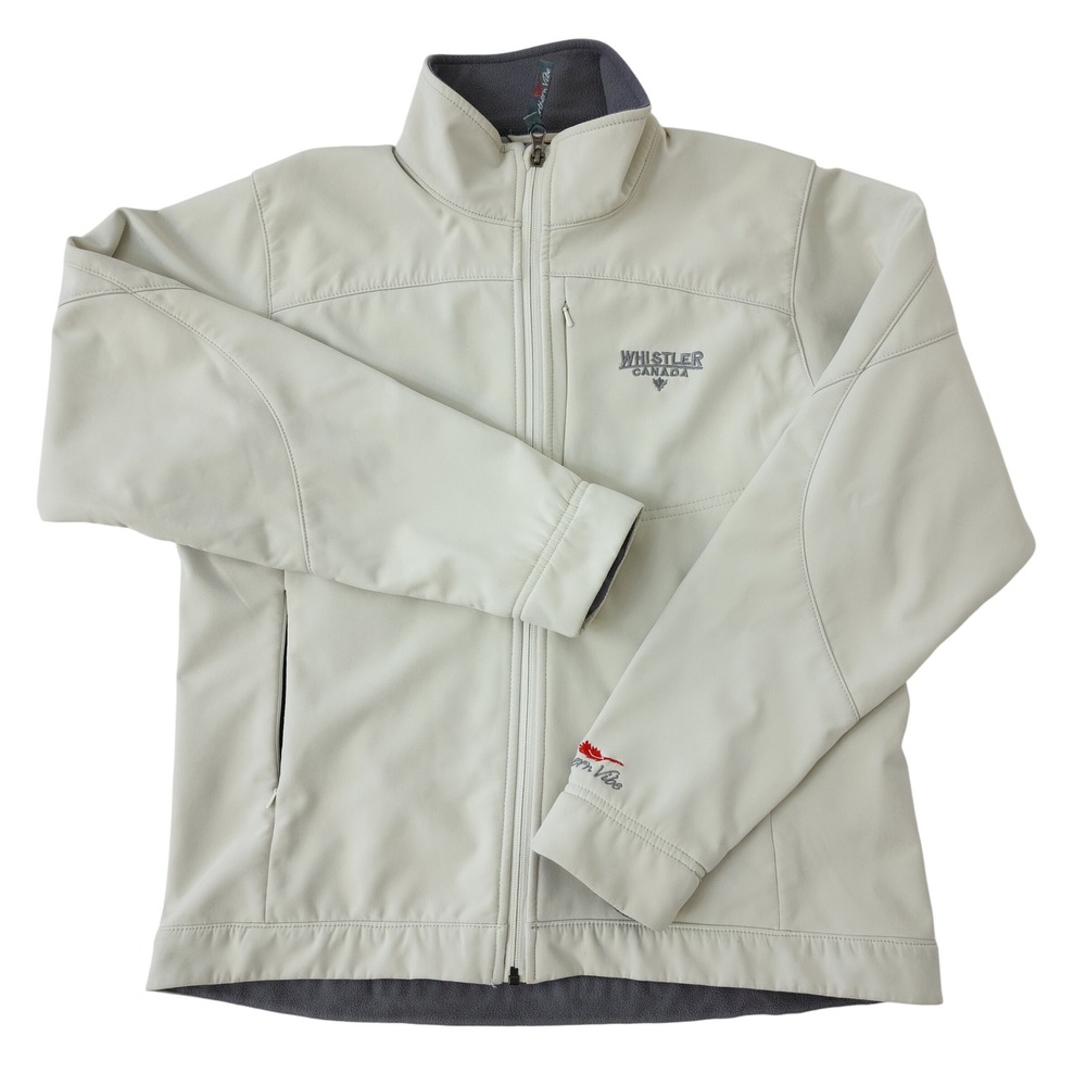 Northern Vibe Whistler Canada Mens XL Softshell Jacket Cream‎ Fleece Lined Zip